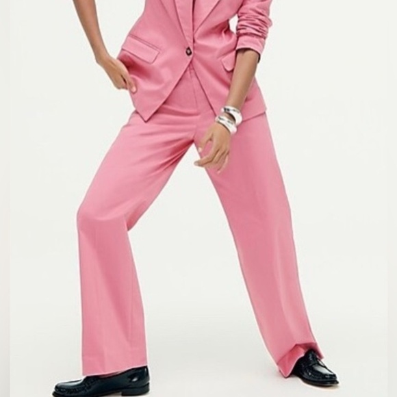 J.Crew Full-length Sydney Wide Leg Pant in lightweight chino Flamingo Pink 6 - Picture 1 of 9